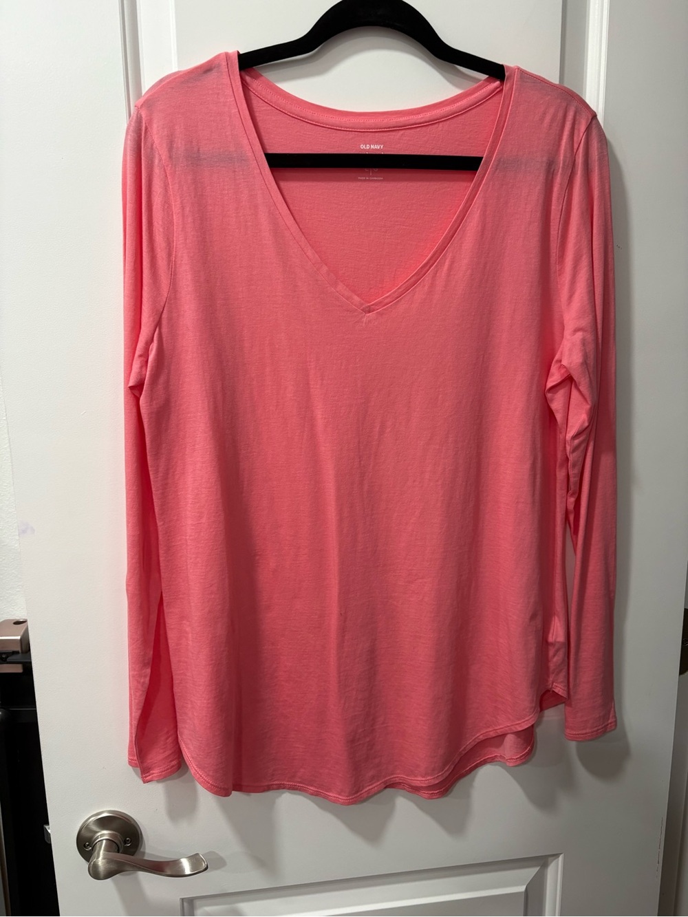 Old Navy Coral Pink V-Neck Long Sleeve Tee